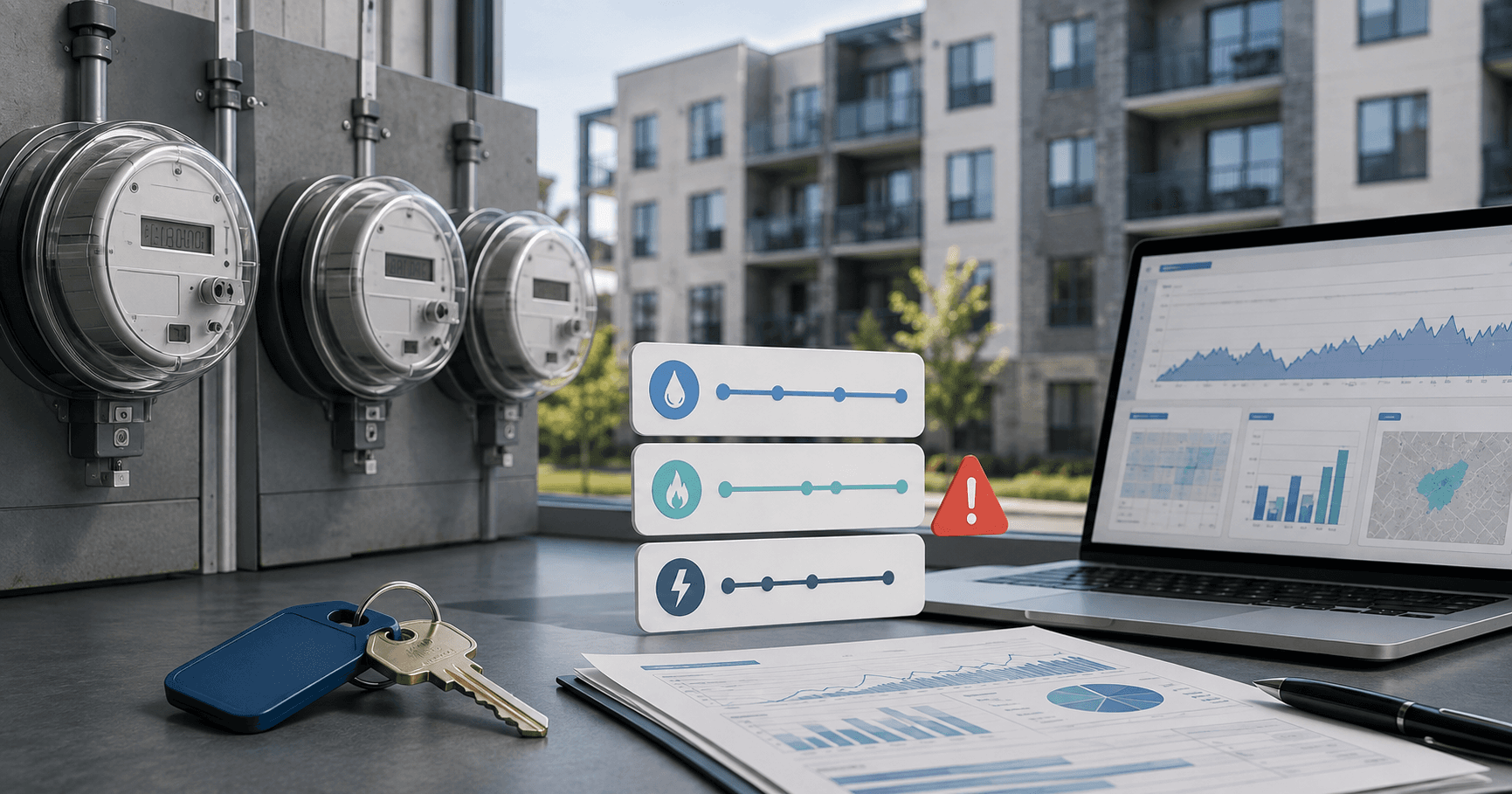Property management utility final bill variance study branded research graphic
