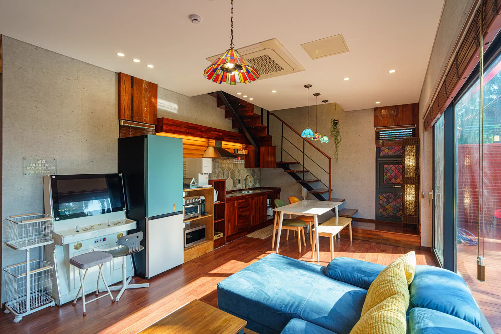 Kitchen and living space in an apartment
